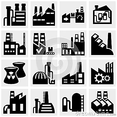 Factory, power plants, industrial buildings and po Vector Illustration